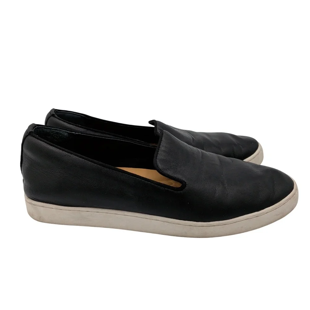 Birdies The Swift Black Leather Slip On Sneakers Loafers Womens 7.5 Casual Shoes